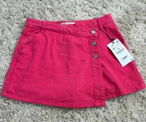 Zara Pink Denim Skort thumbnail 1