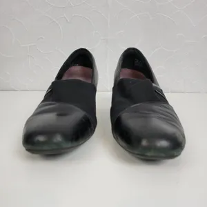 Clarks Womens Shoes Size 7.5 Black Leather Sugar Spice Heeled Slip On Pumps thumbnail 8