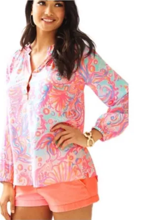 Lilly Pulitzer Elsa Too Much Bubbly 100% Silk Size Small thumbnail 1