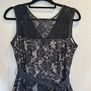 dj jaz dress 4 black lace sleeveless evening cocktail size 12. thumbnail 3