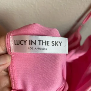 Lucy in the Sky Dress Pink Large Shimmer Sleeveless Tie Back Mini Homecoming thumbnail 10