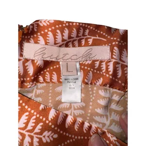 Hutch Rust Orange Pink Leaf Print Wide Leg High Waist Satin Pants Large‎ Womens thumbnail 3