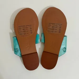 NEW Anthropologie JASPER & JEERA Painted Leather Slide Sandals Brown Gold 37 thumbnail 7