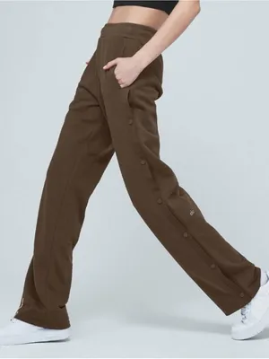 ALO Yoga Courtside tearaway snap pants espresso brown wide leg sweatpants thumbnail 2