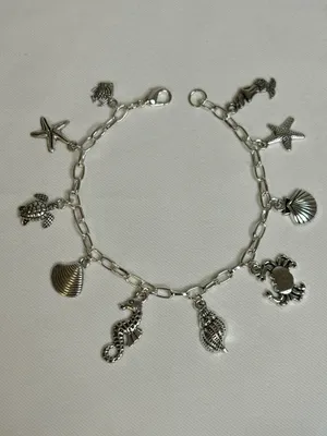 Handmade Silver Beachy Charm Bracelet thumbnail 1