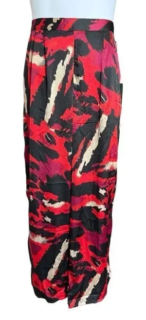 NWT Womens Myth Clothing Company Sateen Abstract Palazzo Pants - Sz L thumbnail 1