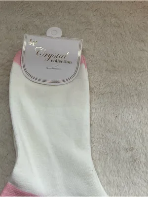Cropped White & Pink Floral Crew Socks thumbnail 2