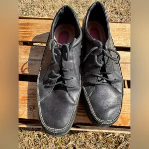 Hush Puppies Malibu Black Leather Sneaker‎ Walking Shoe 10N thumbnail 5