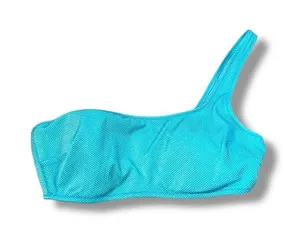 Aerie One Shoulder Bikini Top Blue Women’s Size Medium‎ Swim Textured Stretch thumbnail 1