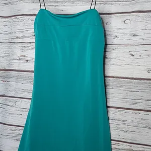 Anthropologie Silence + Noise stretch green spaghetti strap dress sz XS thumbnail 2