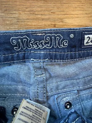 Miss Me Y2K Inspired Embellished Back Pocket Straight Jeans in Blue Wash size 28 thumbnail 4