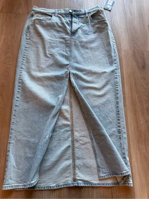 Light Wash Denim Maxi‎ Skirt Blue Size 12 thumbnail 2