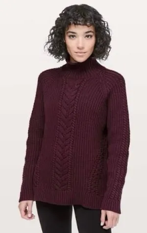 Lululemon Size 4 Bring The Cozy Turtleneck Sweater Dark Adobe Burgundy thumbnail 1