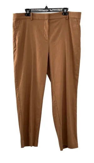 LOFT Riviera Slim Mid Rise Camel Cotton Linen Pants Womens 14 NEW thumbnail 1