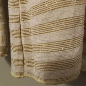 DayTrip L Shimmering Gold Striped Long Sleeved Tie Front Top thumbnail 2