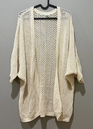 Kimchi Blue Bream Crochet Open Front Oversized Slouchy Cardigan Size M thumbnail 1