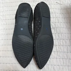 Rothys The Point Black White Micro Dot Pointed Toe Flats 9.5 Stripe Heel‎ EUC thumbnail 6