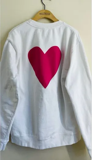 Nantucket I Am My Story Graphic Sweatshirt White Pink Heart Size L Beach Coast thumbnail 1