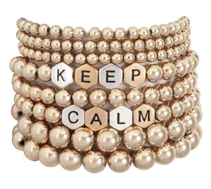 Riah Fashion “KEEP CALM” Stackable Beaded Bracelet thumbnail 1