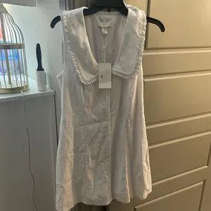 Revolve NWT Caroline Constas Petter Pan Collar White Linen Blend Mini Dress. Size 8 thumbnail 2