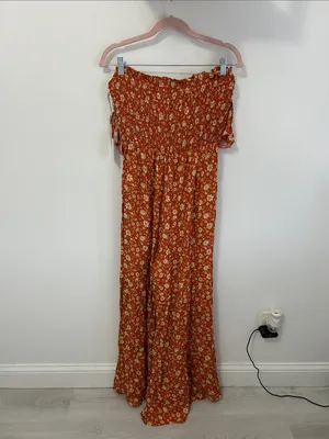 Chrysanthemum Smocked Off Shoulder Wide Leg Jumpsuit thumbnail 2