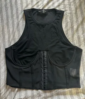White Fox Boutique Black Corset Crop Tank thumbnail 1