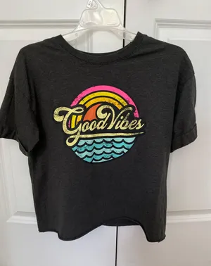 Modern Lux Cropped Good Vibes T Shirt thumbnail 1