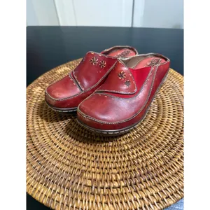 Spring Step LArtiste Chino-R Red Leather Floral Clogs Mules Womens 36 thumbnail 2