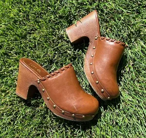 Jore Vintage y2k  Light Brown Leather Heeled Clogs 🔥 thumbnail 3