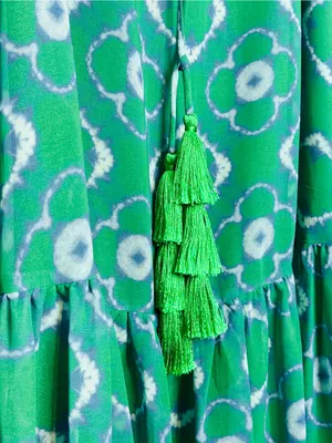 Alexis Green Meadow Tie Dye Chiffon Print Tassel Tie Maxi Skirt thumbnail 8