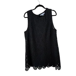 Hill House Charlie Black Crochet Lace Scallop Dress‎ Shift Mini Preppy Womens XL thumbnail 2