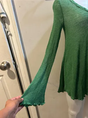 Free People Green Boho V-Neck Long Sleeve Tunic thumbnail 4