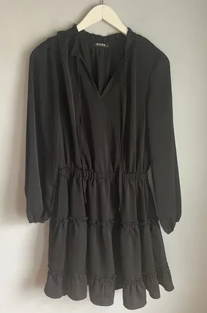 BTFBM size medium black boho flounce dress long sleeves whimsigoth Tiered‎ thumbnail 1
