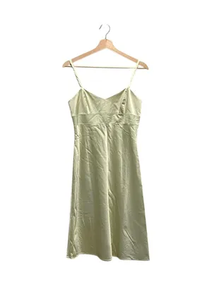 Banana Republic Y2K Satin Midi Dress Lime Size 4 Minimalist Special Occasion thumbnail 2