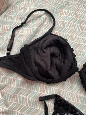 Victoria’s Secret vintage Y2K black sequined bra and thong panty set thumbnail 8