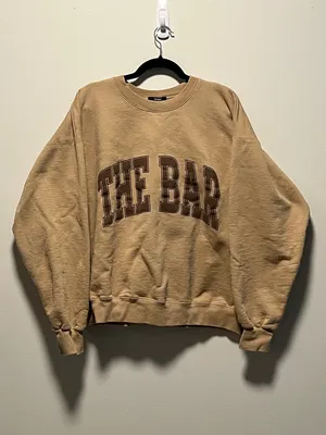 THE BAR Varsity Chocolate Chip, Brown/Tan Crewneck Sweatshirt, Size L thumbnail 3