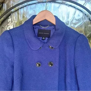 Banana Republic Royal Blue Wool Blend Double-Breasted Coat | 3/4 Sleeve Vintage Style XS thumbnail 4