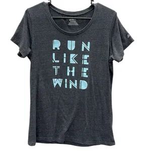 Asics Run Like The Wind Heathered Gray Athletic Graphic Tee Short Sleeve Size XL thumbnail 1