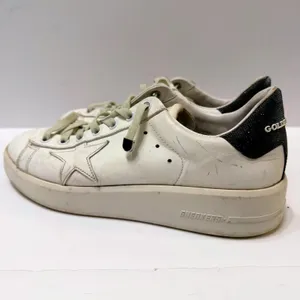Golden Goose PureStar Low Top Sneakers White Leather Glitter Heel Size 38 US 8 thumbnail 7