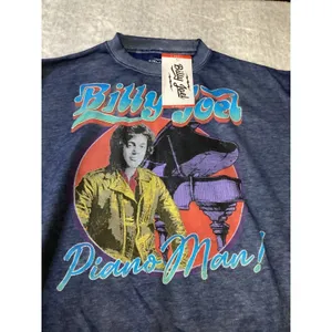 Billy Joel Piano Man‎ Graphic Sweatshirt Powder Blue Burnout Wash XS… thumbnail 2