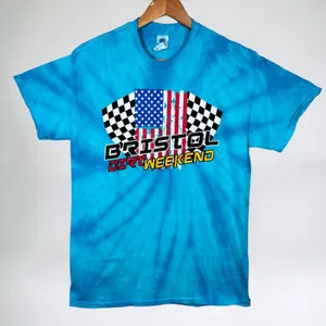 Bristol T Shirt Racing Medium‎ Blue Tie Dye Dirt Weekend Tennessee Short Sleeve thumbnail 1