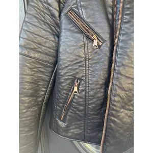 Marc New York Andrew Marc Black Faux Leather Moto Jacket Rose Gold Hardware M‎ thumbnail 2