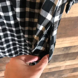 Beachlunchlounge Gingham Ruffle Bell Sleeve Cotton‎ Dress Black White XS TP thumbnail 8
