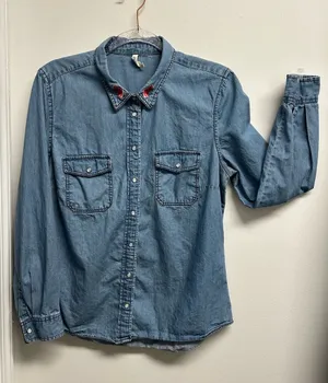 Men's Light Blue Denim Button thumbnail 1