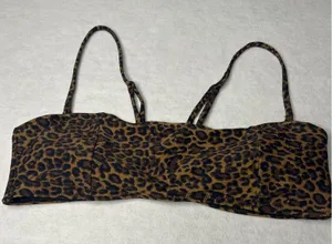 Kendall +‎ Kylie Leopard Print Bandeau Bikini Top Brown Large thumbnail 1