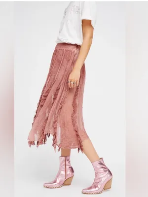 Free People‎ Follow Me Ruffle Skirt size 12 Boho Flowy Airy Ruffle Romantic thumbnail 14