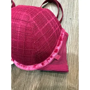 Victoria's Secret Magenta Pink‎ Lace Velvet Trim Push-Up Bra 34D Underwire thumbnail 2