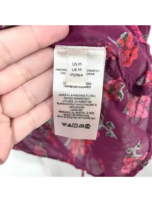Free People Amanda Ruffle Wrap Top Blouse Floral Red Pink Size M thumbnail 4