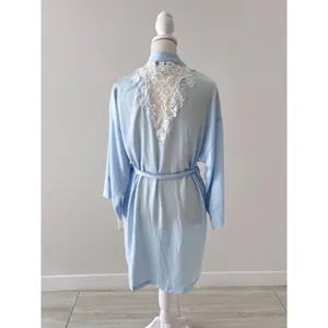 In bloom by jonquil OPHELIA LACE TRIM SATIN WRAP IN SILVER BLUE thumbnail 5