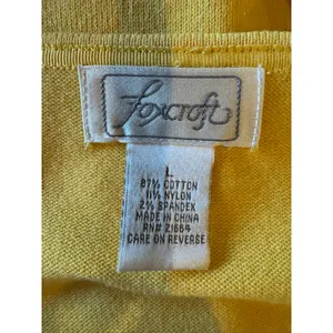 Foxcroft Sweater Women Large Yellow‎ Cotton Blend Knit Cardigan Preppy Classic thumbnail 8